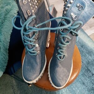 Source Unknown Blue Denim Heeled Boots